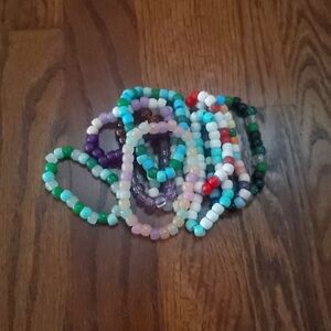 Stack Of 10 Colorful Kandi Bead Bracelets